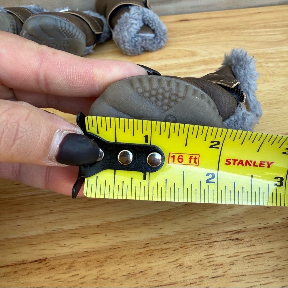 Brown Dog Boots with Gray Fur Trim - Picture 9 of 11